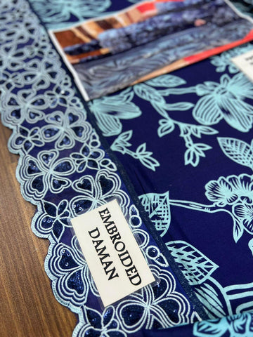 Printed Patch Emb Lawn 3 Piece Unstitched Suit MPT-2905-B- 36- Summer Collection