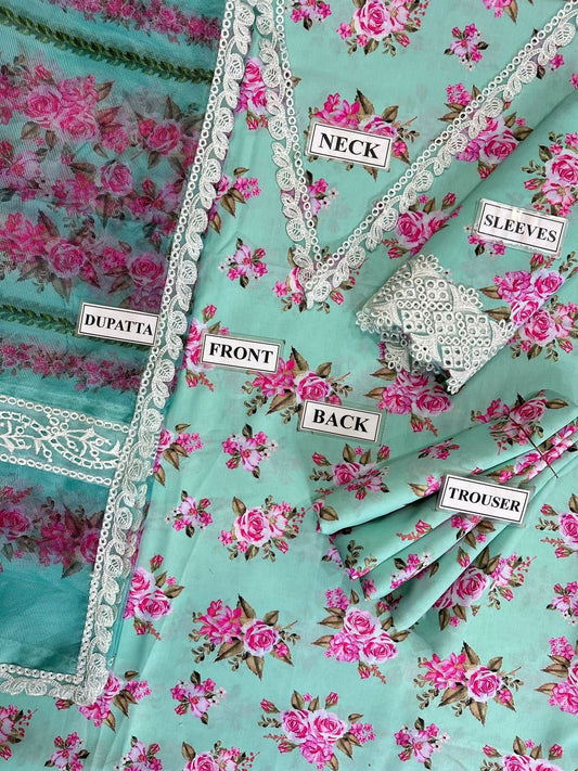 Baroque - 3PC Swiss Lawn Unstitched Embroiderey Suit