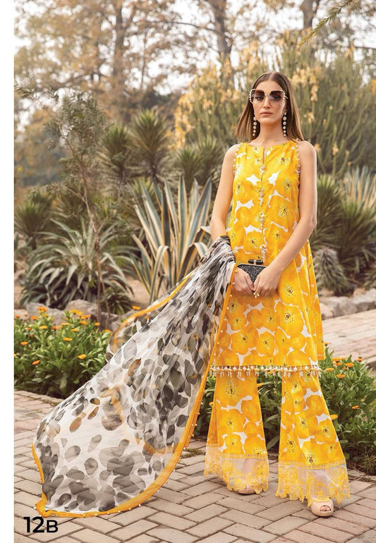 Maria B - 3PC M Print Swiss Lawn Unstitched Suit