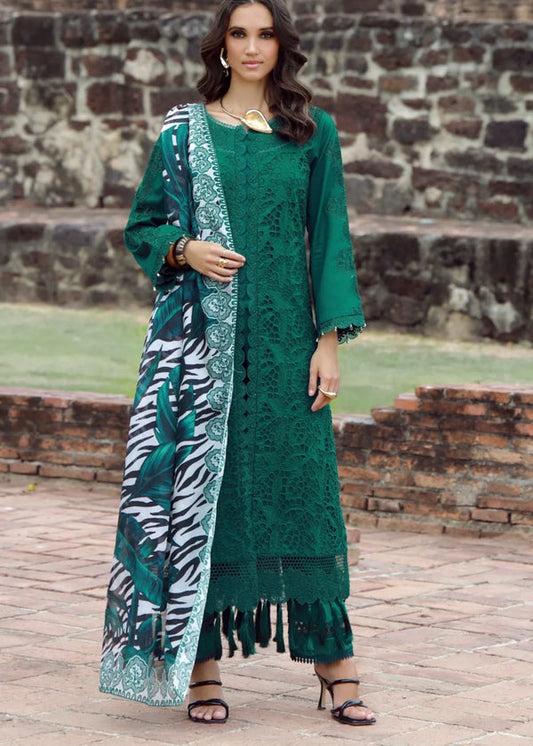 Gulmani - 3PC Lawn Unstitched Heavily Embroiderey Suit - F1