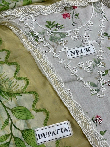 SARDINIA - 3PC Lawn Chikenkari Embroiderey Unstitched Suit - F4