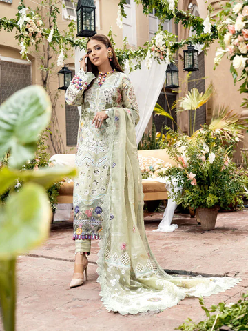 Maryam Hussain - 3PC (Unstitched) Heavy Embroidered Chikenkari Work - F8