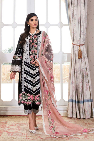 Crimson - 3PC (Unstitched) Heavy Embroidered Chikenkari Work - F7