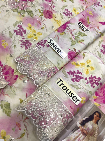 Printed Patch Emb Lawn 3 Piece Unstitched Suit MPT-2905-B- 32- Summer Collection
