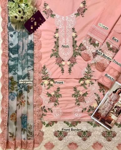 JADE Embroidered 3PC Shiffon Unstitched Wedding Collection JD01