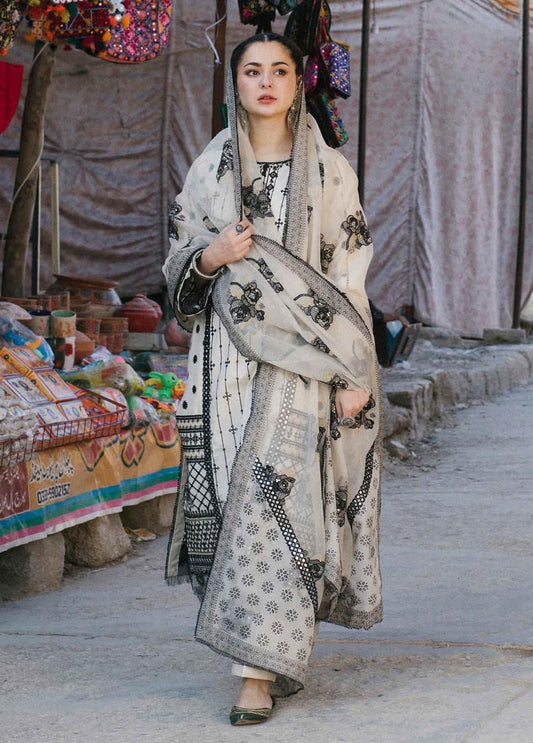 Qalamkar - 3PC Lawn Unstitched Heavily Embroiderey Suit