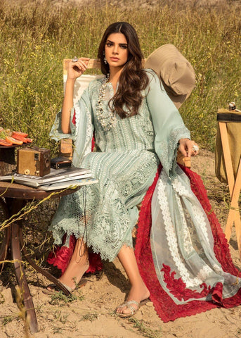Crimson - 3PC (Unstitched) Heavy Embroidered Chikenkari Work With Khadi Net Embroidered Dupatta - F6