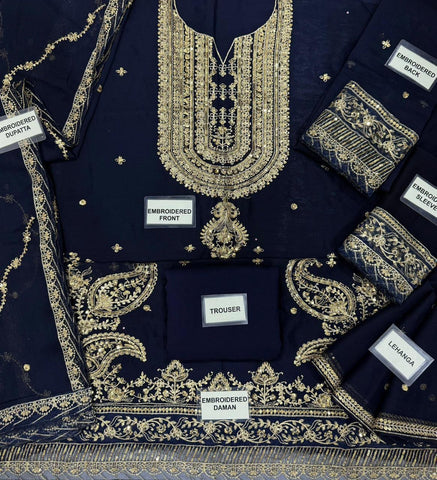 Asim Jofa Embroidered 3PC Shiffon Unstitched Wedding Collection AJ-04