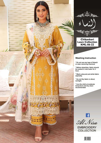 Alhaam - 3PC Lawn Unstitched Heavily Embroiderey Suit