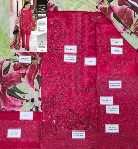 Mushq - 3PC Lawn Unstitched Heavily Embroiderey Suit