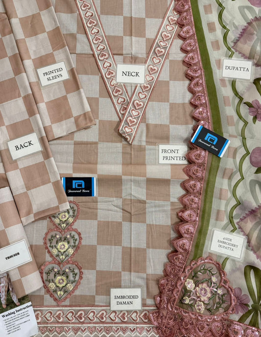 Printed Patch Emb Lawn 3 Piece Unstitched Suit MBL-MPT-2906-A-26 - Summer Collection