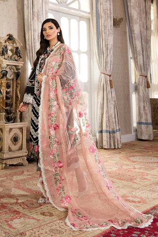 Crimson - 3PC (Unstitched) Heavy Embroidered Chikenkari Work - F7