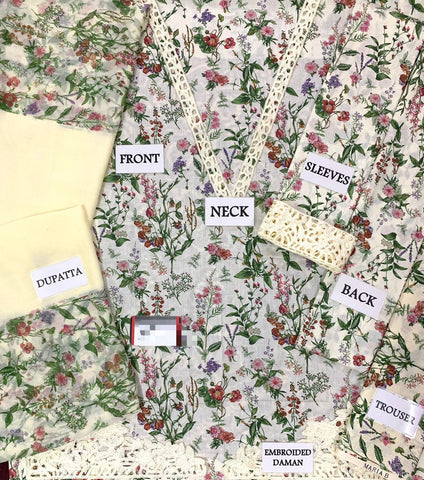 Maria B - 3PC Print Swiss Lawn Unstitched Suit