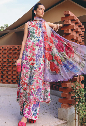 Printed Patch Embroidery Lawn 3 Piece Unstitched Suit MPT-2912- Summer Collection